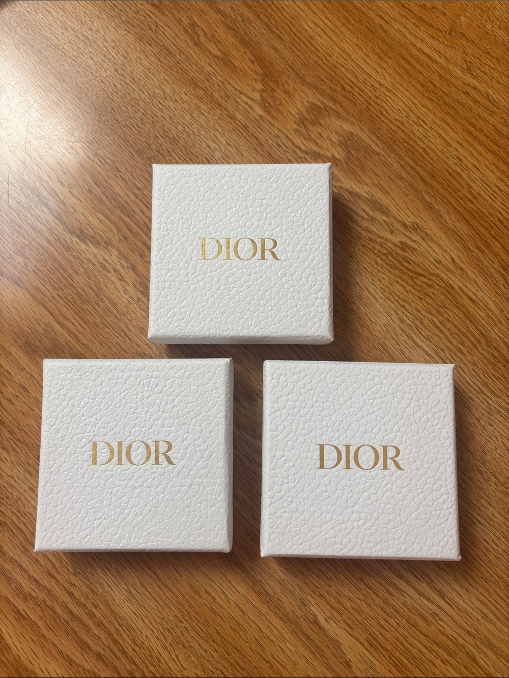 Dior White and Gold Logo Jewelry Boxes (Set of 3)